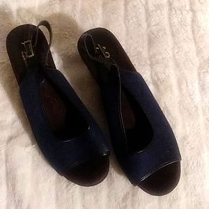A2 by Aerosols Dark Blue Denim Wedges 8